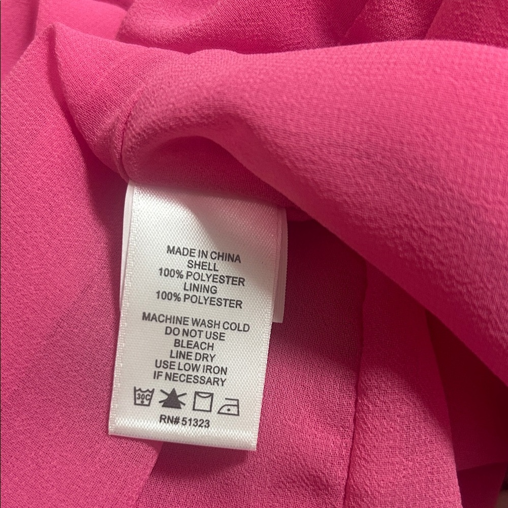 1. State Hot Pink Mock Neck Keyhole Ruffle Sleeve Blouse - Picture 12 of 12